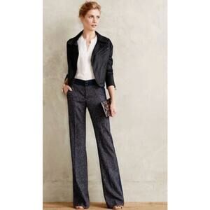 Anthropologie Elevenses Womens 6 Brighton Gray Blue Wide Leg Dress Pants Trendy
